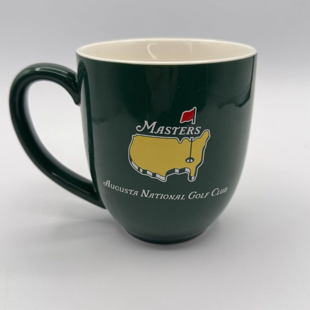 VINTAGE MASTERS AUGUSTA NATIONAL GOLF CLUB GREEN MUG CUP PORCELAIN GOLF EUC